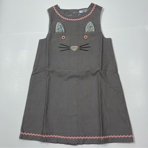 NWT Mini Boden Mouse Courduroy Applique Sleeveless Dress Sz 3-4